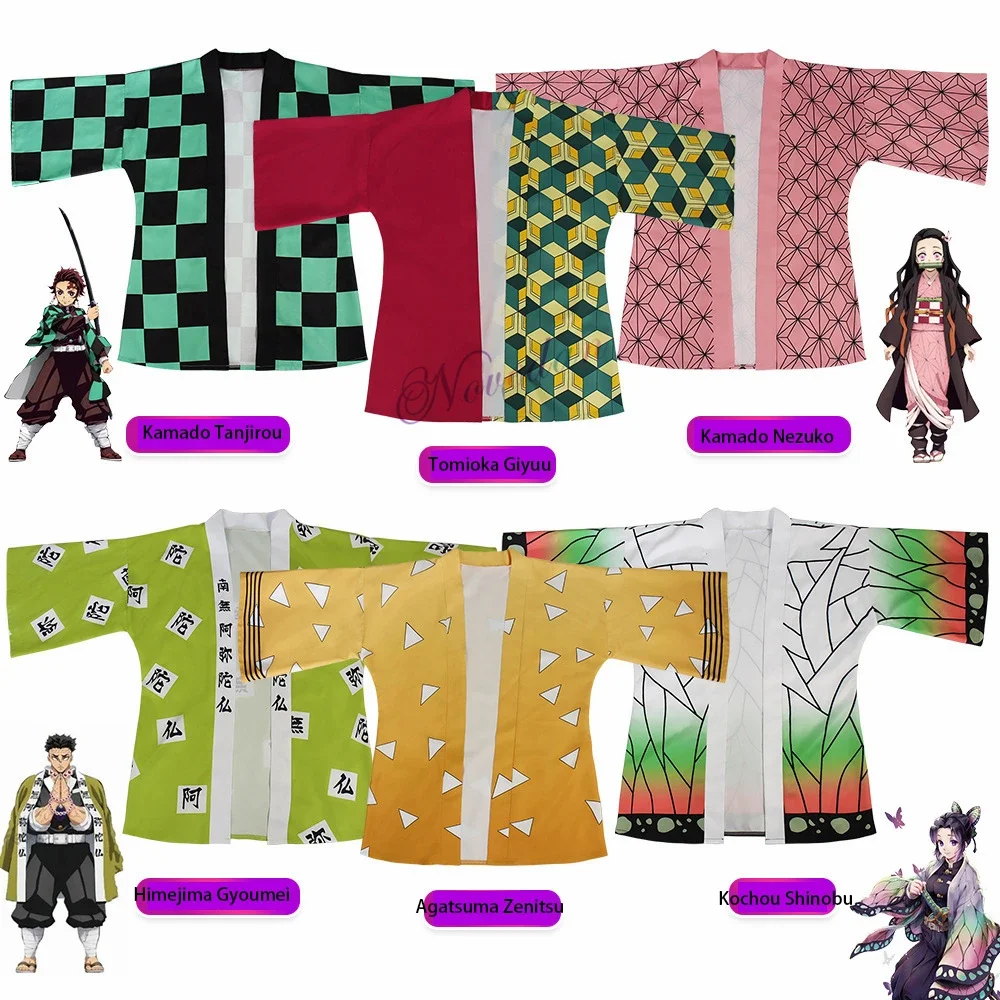 Nezuko Kamado Tanjirou Kochou Shinobu Agatsuma Zenitsu Kimono Haori Yukata Cosplay Anime Women/Men/Kids Casual Cool Streetwear