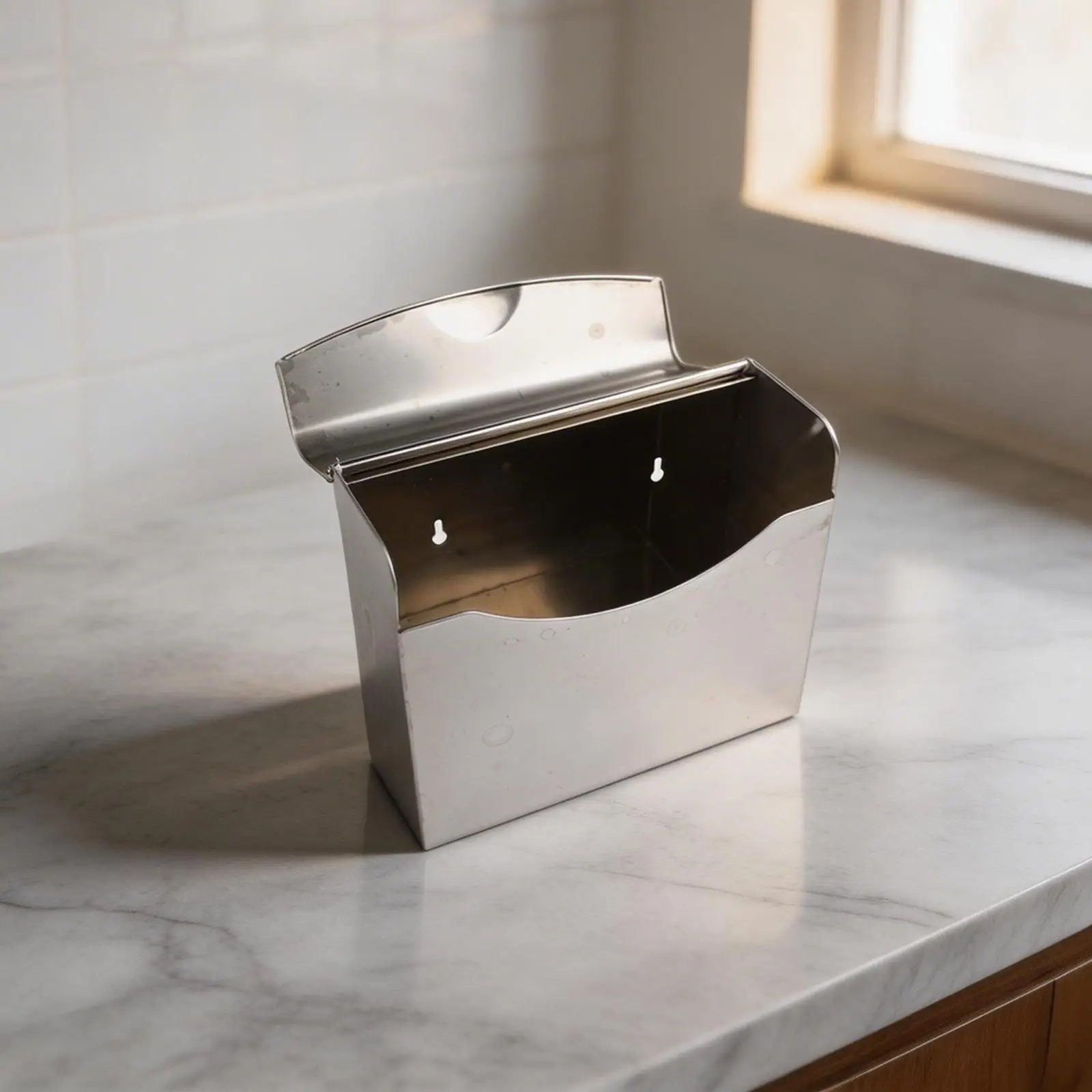 Stainless Steel Sanitary Napkin Disposal Receptacle with Sealed Lid and Complete Installation Kit for Bathrooms and Facilities