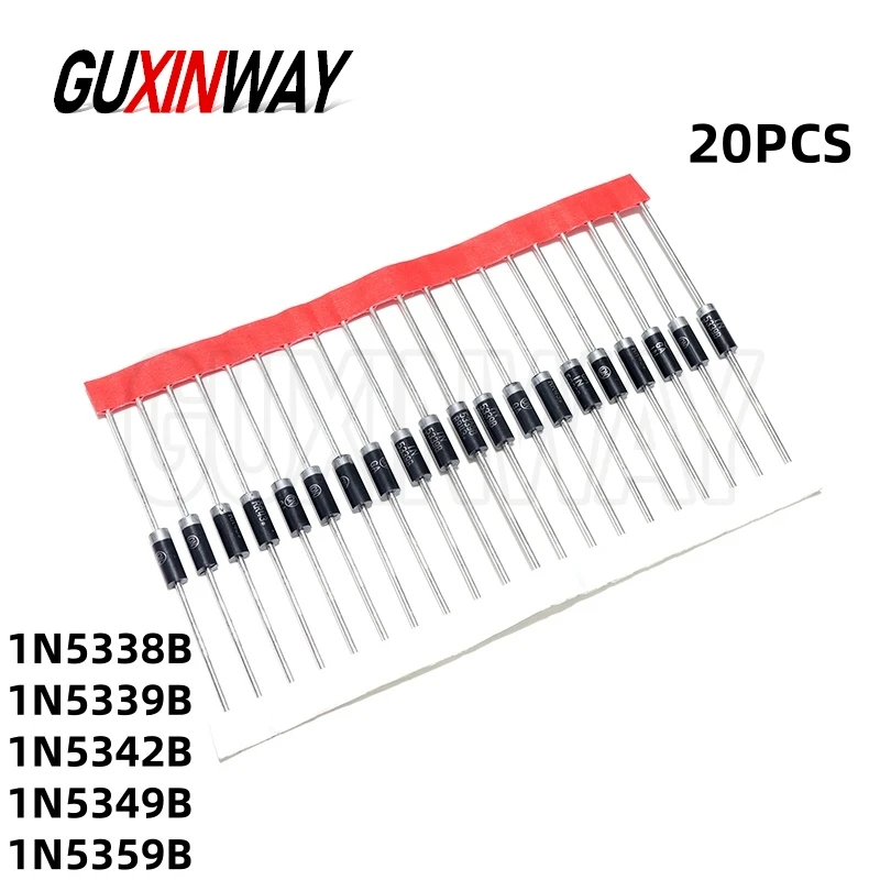 20pcs 1N5338B 1N5339B 1N5342B 1N5349B 1N5359B Power Zener Diode 5W 5.1V 5.6V 6.8V 12V 24V T-18 CASE17-02 Axial 5 W Watt