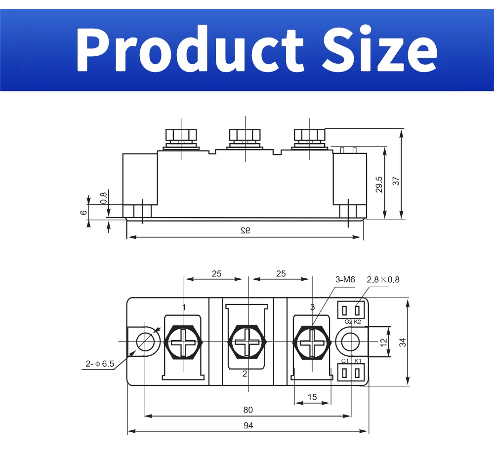 Módulo Universal Power Thyristor, placa base, isolamento usando, substrato, MTC160A, 1600V