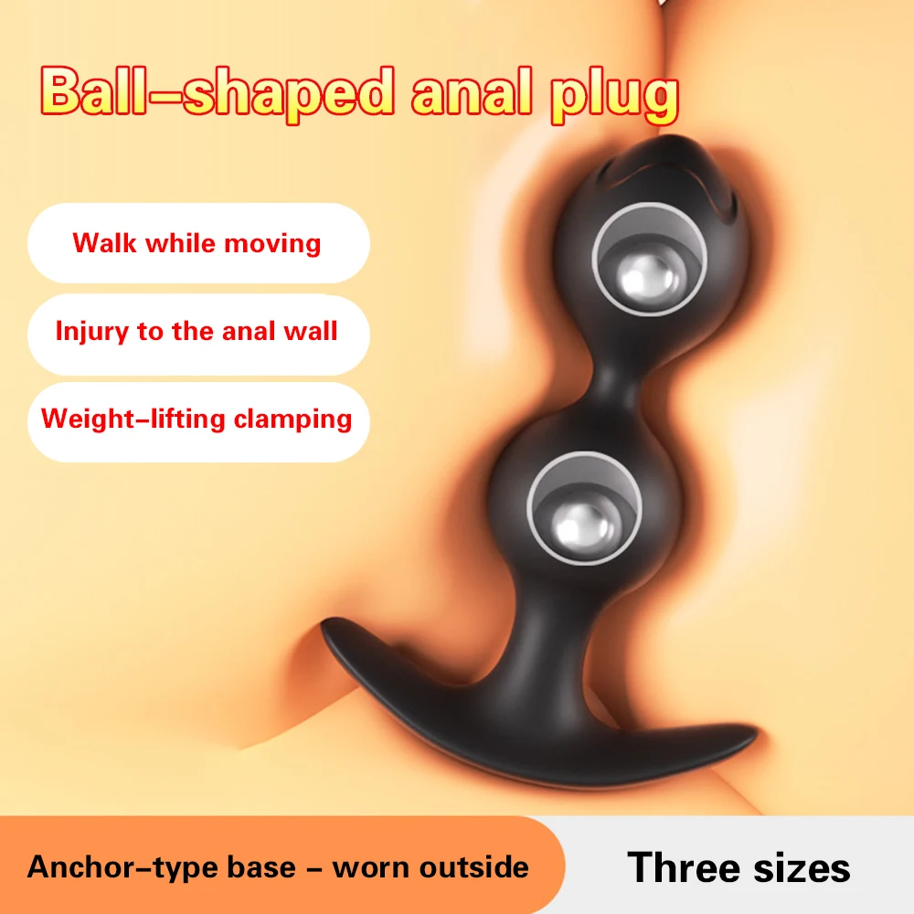 S/M/L Silicone Vagina Anus Dilator Anal Beads Butt Plug with Metal Ball Adult Products Sex Toys for Men Women Gay Sextoys - view 2