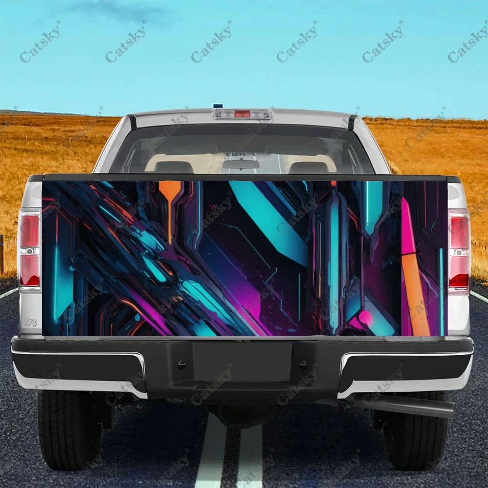 Gradient Abstract Colorful Truck Tailgate Wrap Professional Grade Material Universal Fit for Full Size Trucks Weatherproof