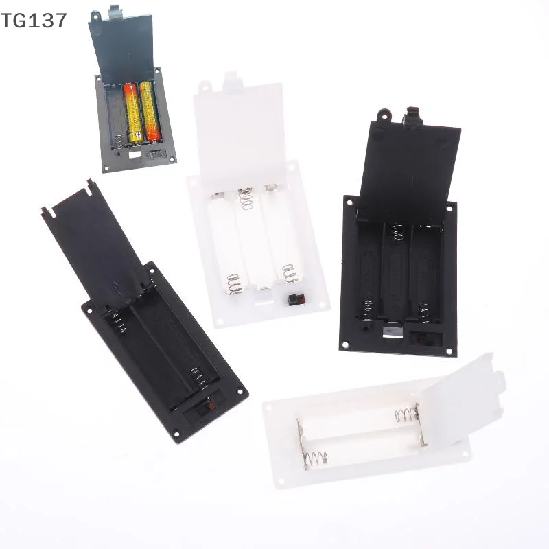 1/3Pcs 2x3x AAA Batteries Storage Box Case With Switch Cover Shell Plastic Rectangular Embedded Battery Holder