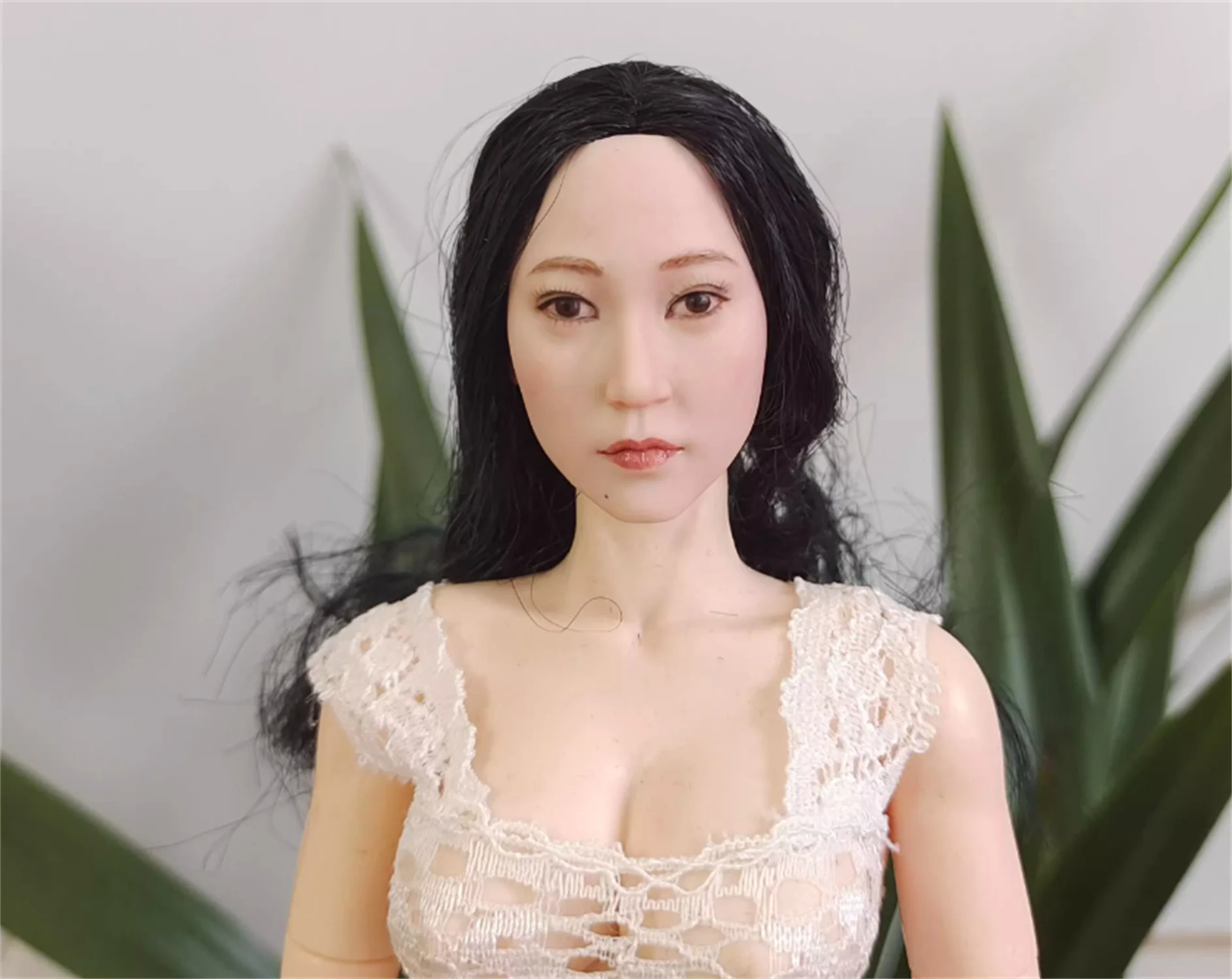 

1/6 Scale head Sculpt Asia star Black singer Curls Expression Fit 12'' Tbleague Phicen Action Figure Body customize