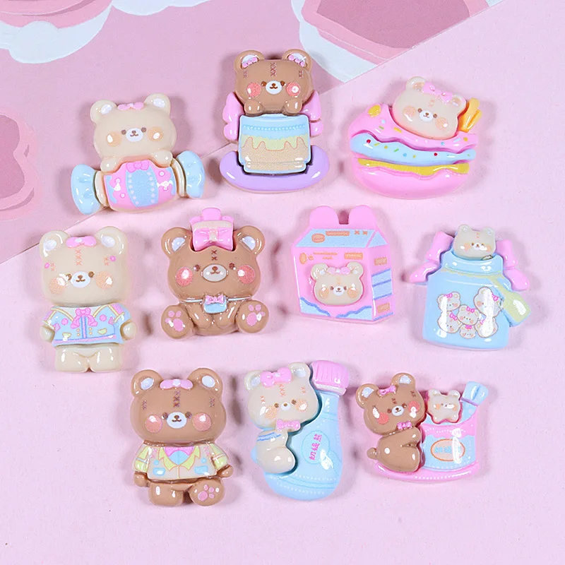 

Kawaii Cartoon Animal Bear Flatback Resin Cabochons Kids Clip DIY Headwear Accessories Scrapbook Decor