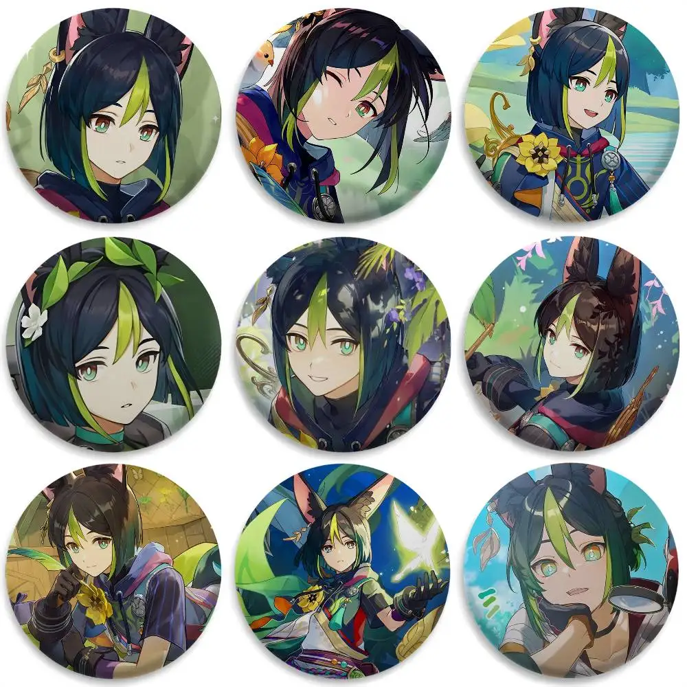 

Tighnari Genshin Impact Badges Round Exquisite Badge Brooches Creative Pins For Clothes Hat Backpack Gift Accessories