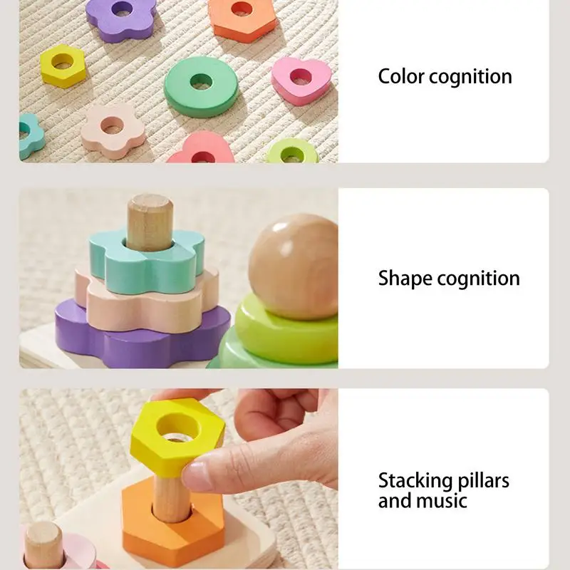 Multifunctional Creative Tower Baby Stacking Puzzle Block Toys Educational Kids Four Pillar Building Blocks For Aged 3