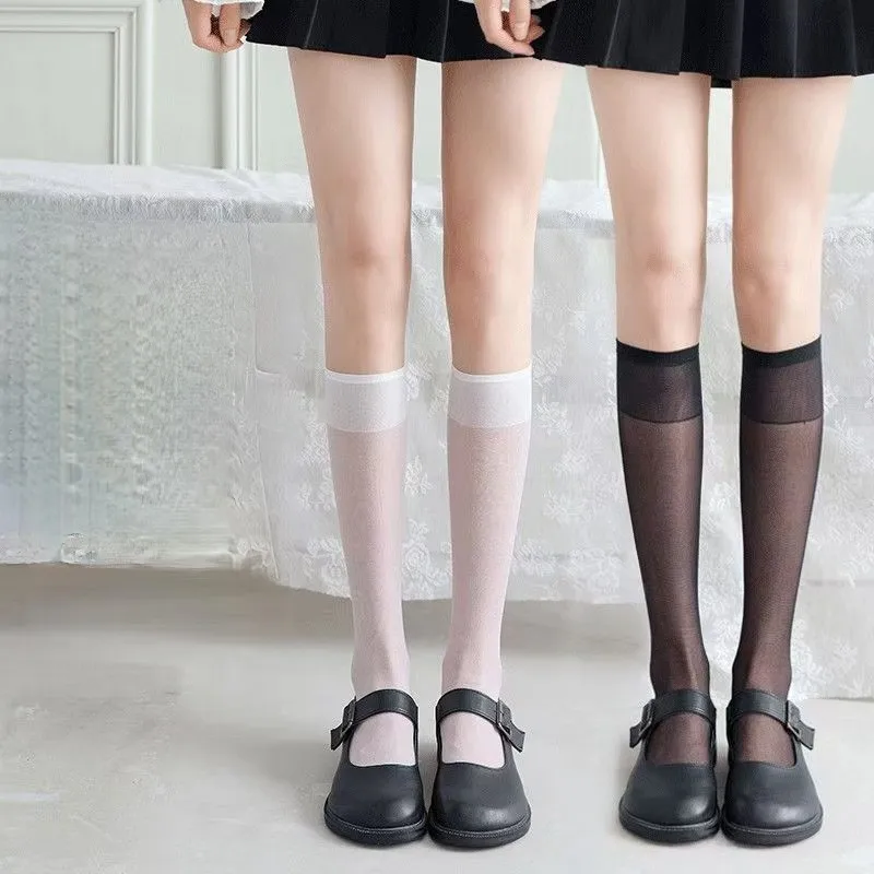 Women's Calf Socks Pregnant Women's Pure White Lace Stockings Black Silk Thin Knee High Sock Pregnancy Maternity Tight Leggings
