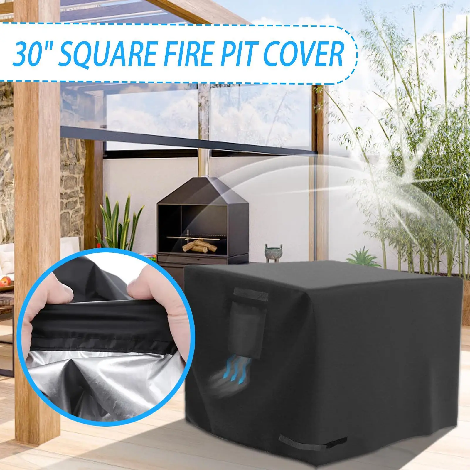 Fire Pit Cover Square 30 Inch Waterproof Protector Fire Table Covers For Patio Porch Camping Indoor Outdoor Home Yard