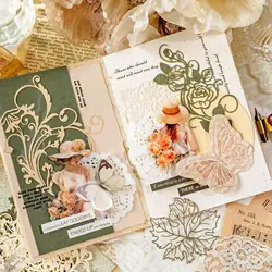 10pcs/lot Memo Pads Material Paper a flowering branch and leaf Junk Journal Scrapbooking Cards Retro Background Decoration Paper