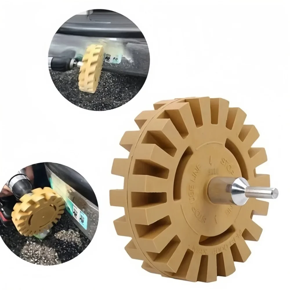 Car Rubber Wheel Adhesive Remover Rubber Wheel Smooth Electric Drill Adapter Paint Removal Repair Vinyl Sticker Removal Tool