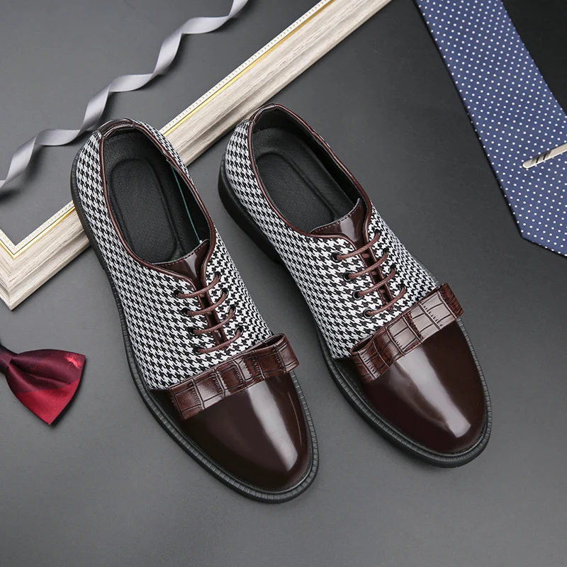 

Men Bow Tie Loafers PU Splicing Low Heel Classic Professional Banquet Wedding Business Men Shoes Size 38-47