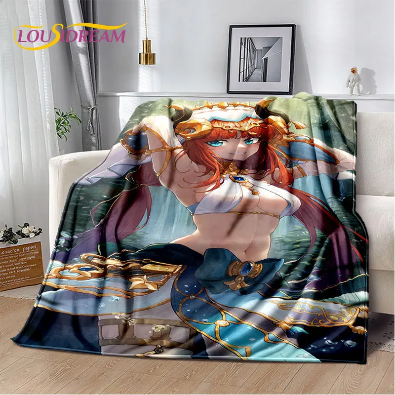 Genshin Impact Cartoon Game Soft Plush Blanket,Flannel Blanket Throw Blanket for Living Room Bedroom Bed Sofa Picnic Cover Kids