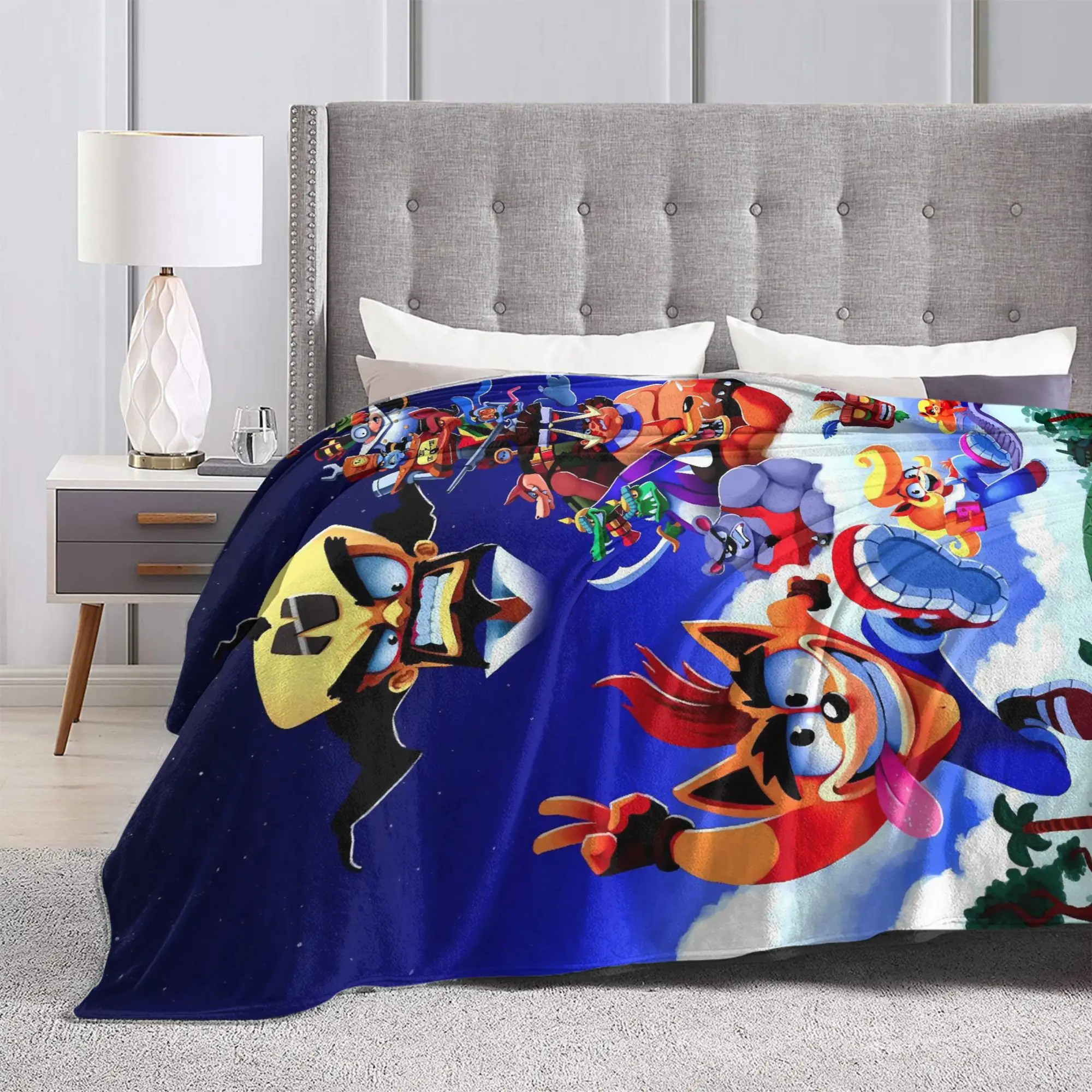 Crash Bandicoot Boss Battle Blanket Quality Warm Soft  Throw Blanket Winter Kids Adult Bedroom Novelty Bedspread
