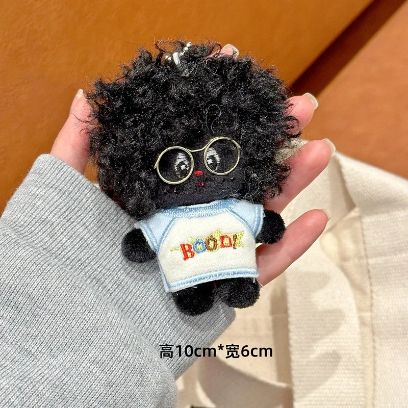 New Design Frizzy Hair Boy Cartoon Plush Pendant – Original Cute Afro Doll Keychain for Bags view 4