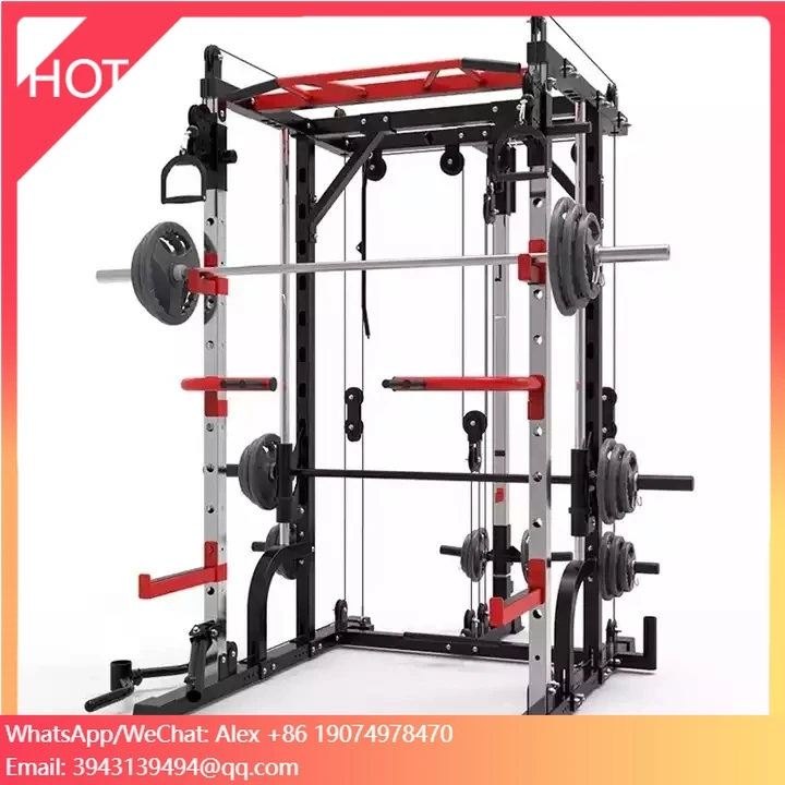 Home Body Building Cable Crossover Multifunctional Power Cage Squat Rack With Weight Lifting Training Gym Smith Machine