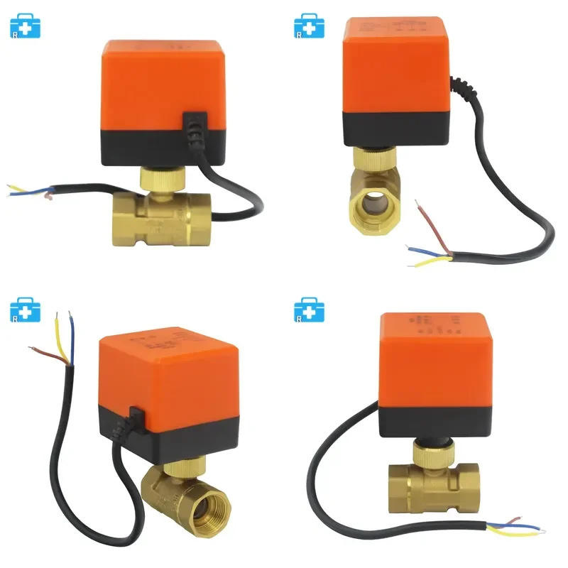 DN15/20/25/32/40/50 AC220V 12V válvula  bola eléctrica  latón  2 vías tres cables 1 Control válvula solenoide  2 vías