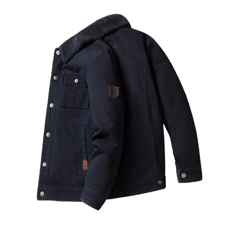 الرجال الشتاء جلد الخراف القطن وسادة مبطنة سميكة الصوف القطن الخالص ملابس العمل العسكرية فضفاضة في الهواء الطلق حجم كبير الملابس #6