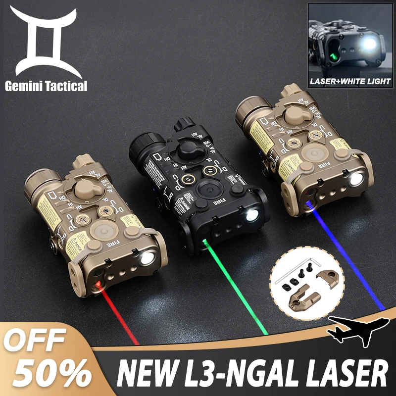 WADSN Airsoft Metal L3-NGAL Red Green Blue IR Laser Indicator Tactical LED Light Hunting Weapon Flashlight Dual Function Swicth