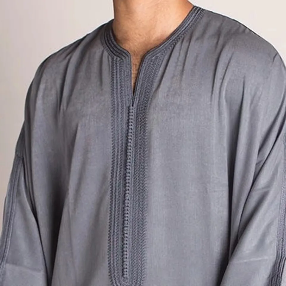 Jubba Thobe For Man Islamic Muslim Clothing Fashion Moroccan Saudi Arabic Dubai Oman Abaya Long Embroidery Casual Kaftan
