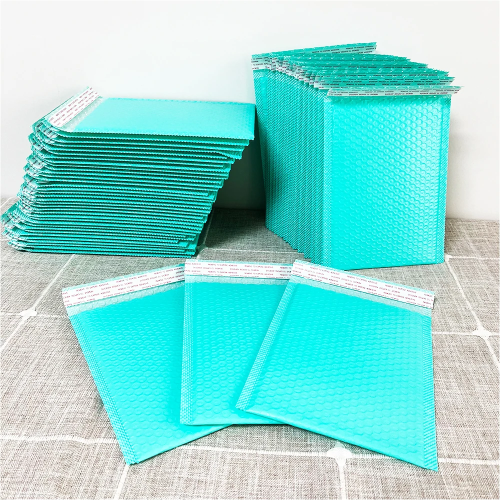 100Pcs Bubble Buffer Anti-fall Protection Waterproof Packaging Bag Courier Package Envelope Poly Mailer Blue Gift Bags