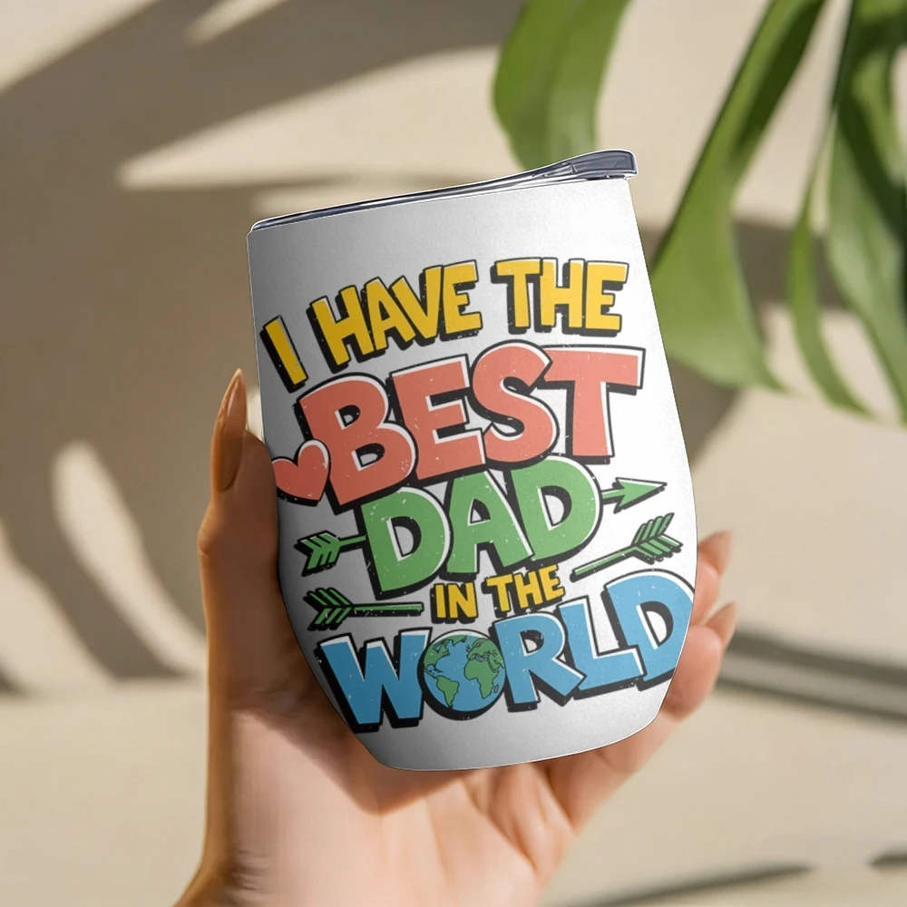Termos de Lujo para el Mejor Papá del Mundo, Vaso Térmico Aislado de 12oz para Vino, Taza de Café con Aislamiento al Vacío, Termo con Forma de Huevo