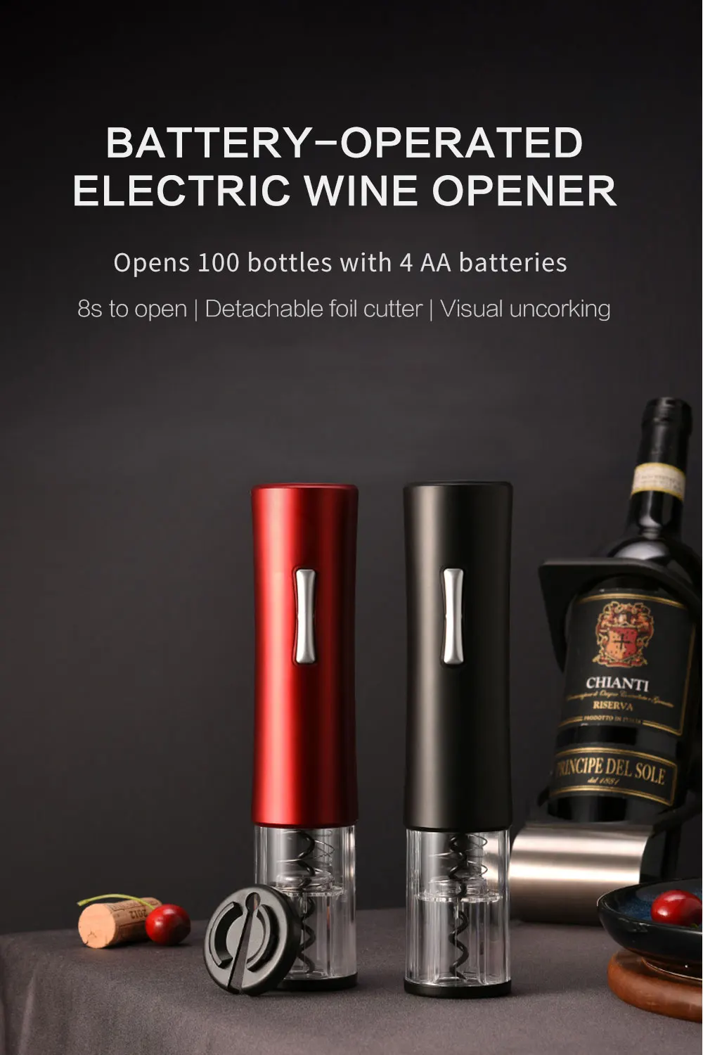 

High End Electric Wine Bottle Opener Home Wine Screwdriver Visual security Corkscrewtransparent Kitchen Tool