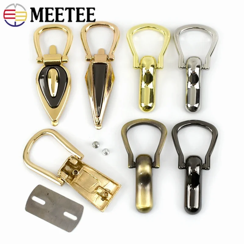 2/4/10Pcs Meetee D Ring Metal Side Clip Buckle Handbag Connector Clasp Bag Strap Leather Chain Hanger Hook Clamp DIY Accessories