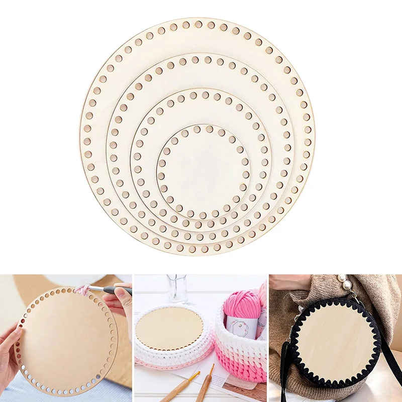 1PC Natural Wooden Basket Bottom Crochet Basket Base for DIY Hand-Woven Frame Wood Craft Basket Making Weaving Supplies