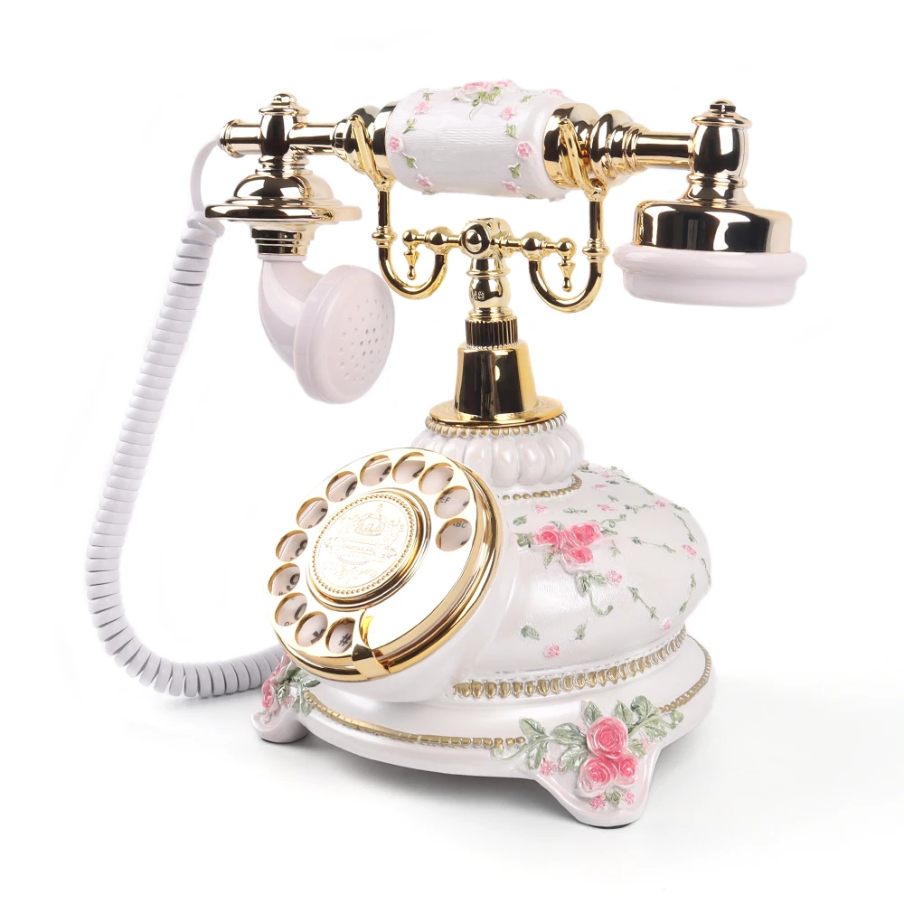 Imagem -05 - Rotary Antique Telefone Vintage Audio Branco Telefone do Casamento Mensagem Gravação Telefone Clássico