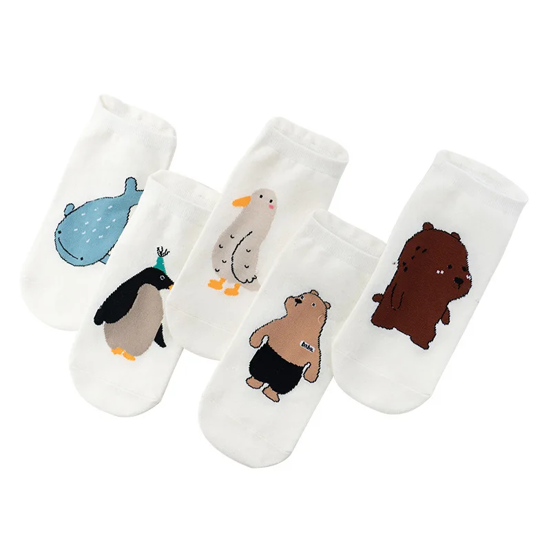 Cartoon Cute Animal Short Socks Funny Dinosaur Fox Penguin Bear Kawaii Woman\'s Socks Korean Style Female Cute Socks Cute Socks