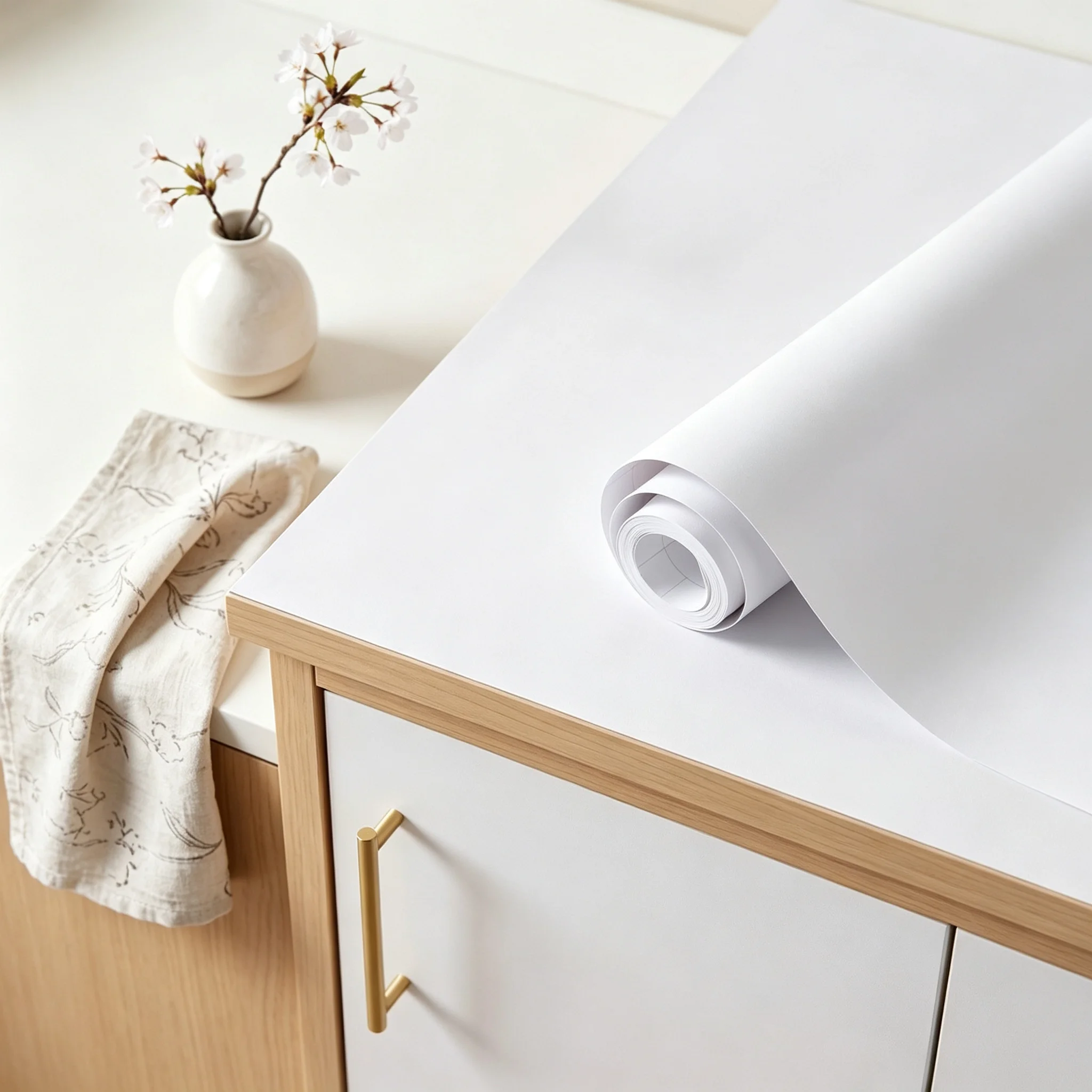 55cm Width White Matte Vinyl Wallpaper Self-Adhesive Waterproof Wall Stickers for Living Room Furniture Home Decor Contact Paper