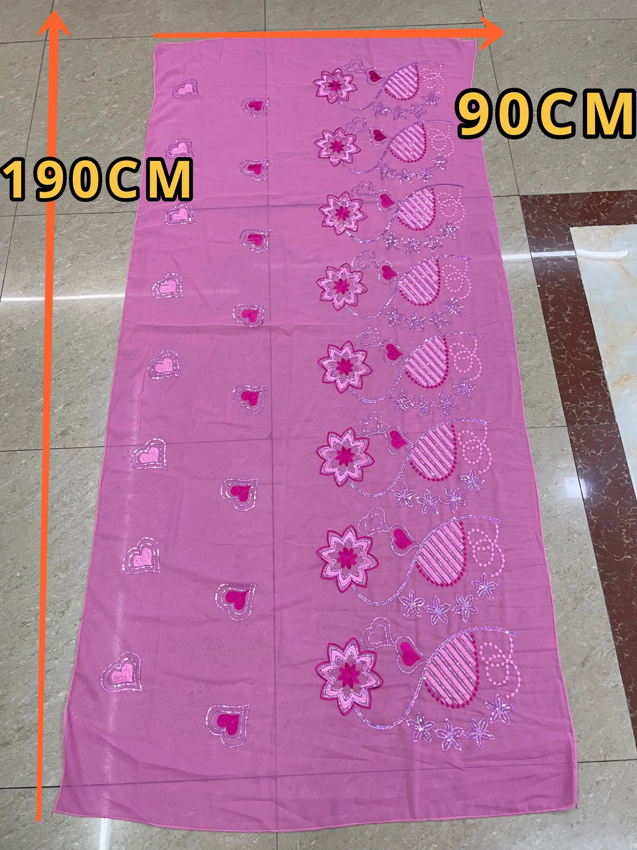 2024 Latest African Women Ramadan Scarf Soft Fabric Dubai Isalmic Sequin Embroidery Chiffon Hijab  Spring Shawls Wraps