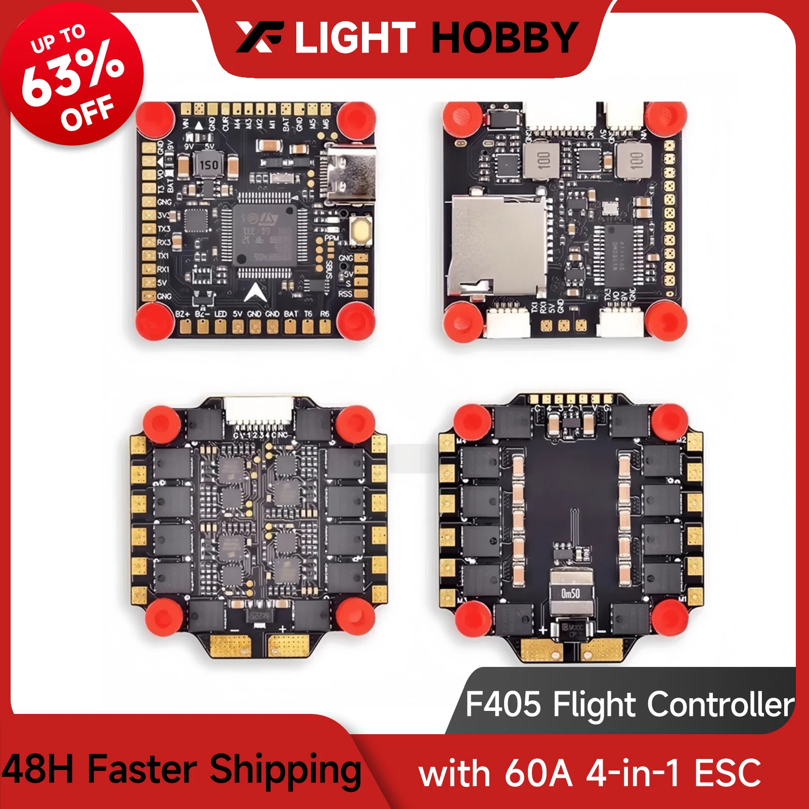 

XFlight Hobby F405 Flight Controller with 60A 32 bit ESC 30x30 Stack Supports 2-6S LiPo Compatible with Betaflight INAV for FPV