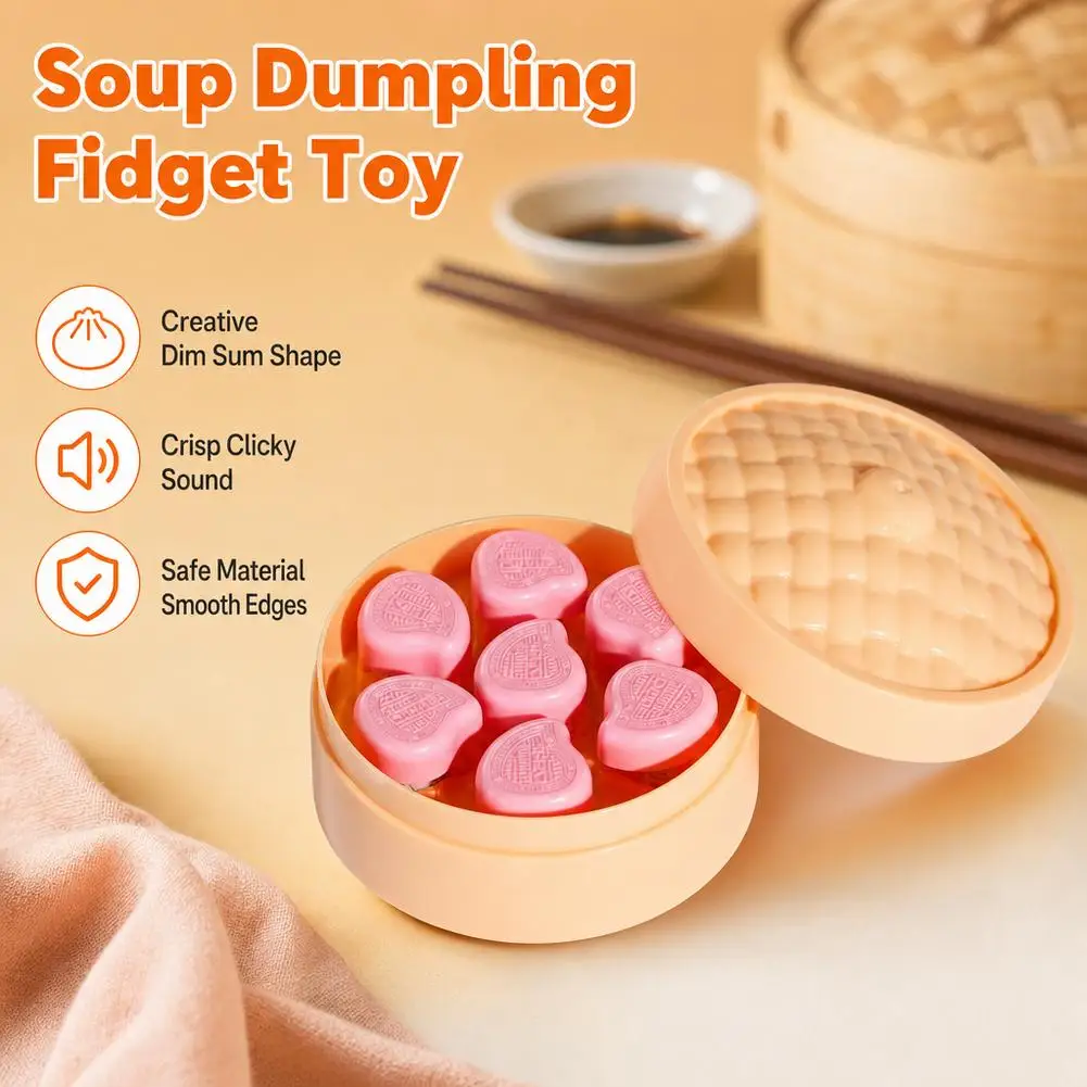 Steamer Dumpling Fidget Toy Pressable Buttons Sound Relief Portable Sensory Toy Novelty Food Stress Relief Toy