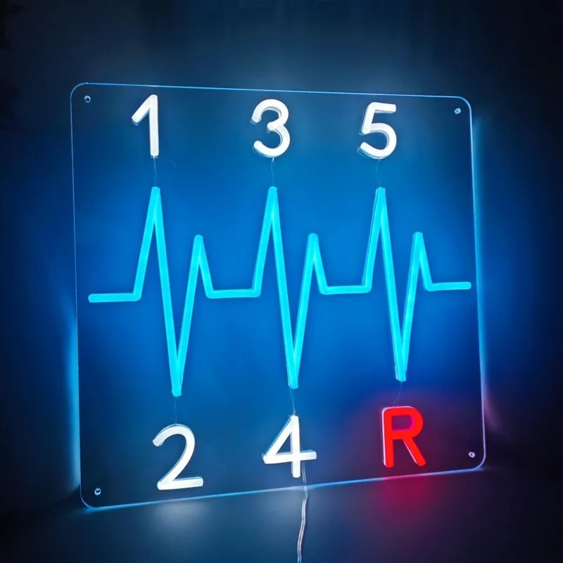 Shift Neon Sign for Wall Decor Dimmable USB Car Gearbox Light Up Signs for Garage Parking lot Car Club Gifts for Father Husband