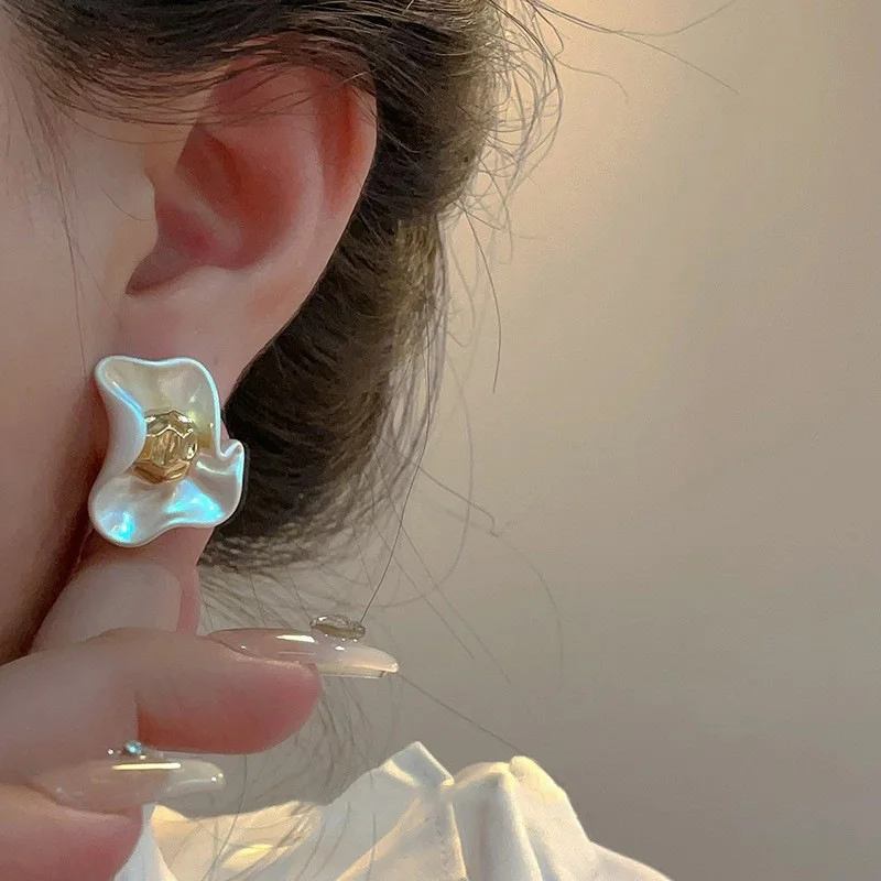 Foxanry زهرة هندسية وأقراط للنساء فتاة مزاجه الحلو موضة رائعة منع الحساسية مجوهرات الخطوبة Gif