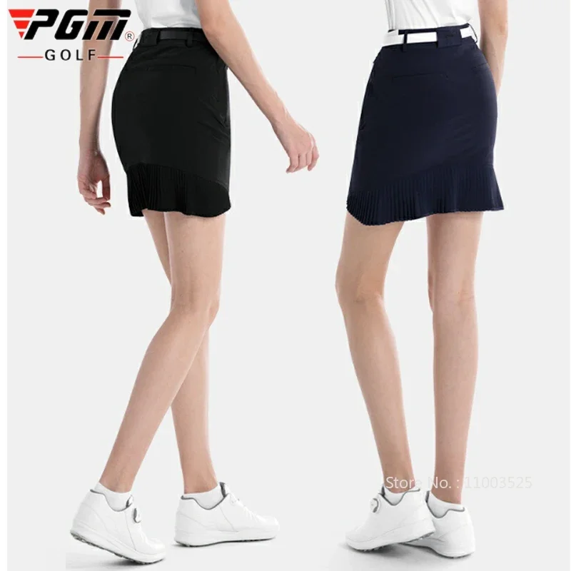 PGM-Saia Fishtail de Cintura Alta Feminina, Saia Lápis Culottes Golf, Skorts de Tênis, Anti-Exposição, Bolso com Zíper, Roupas Esportivas para Senhoras