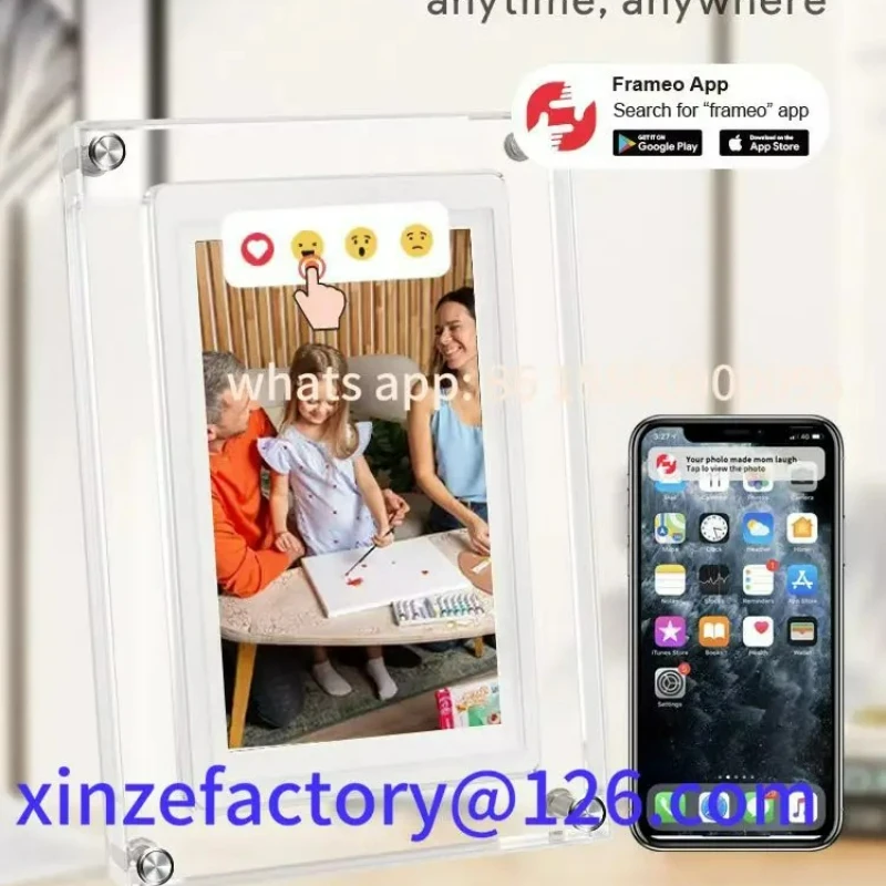 إطار صورة رقمي واي فاي مقاس 5 بوصات قابل للتخصيص 1280 * 720 IPS HD Cloud إطار صور رقمي ذكي