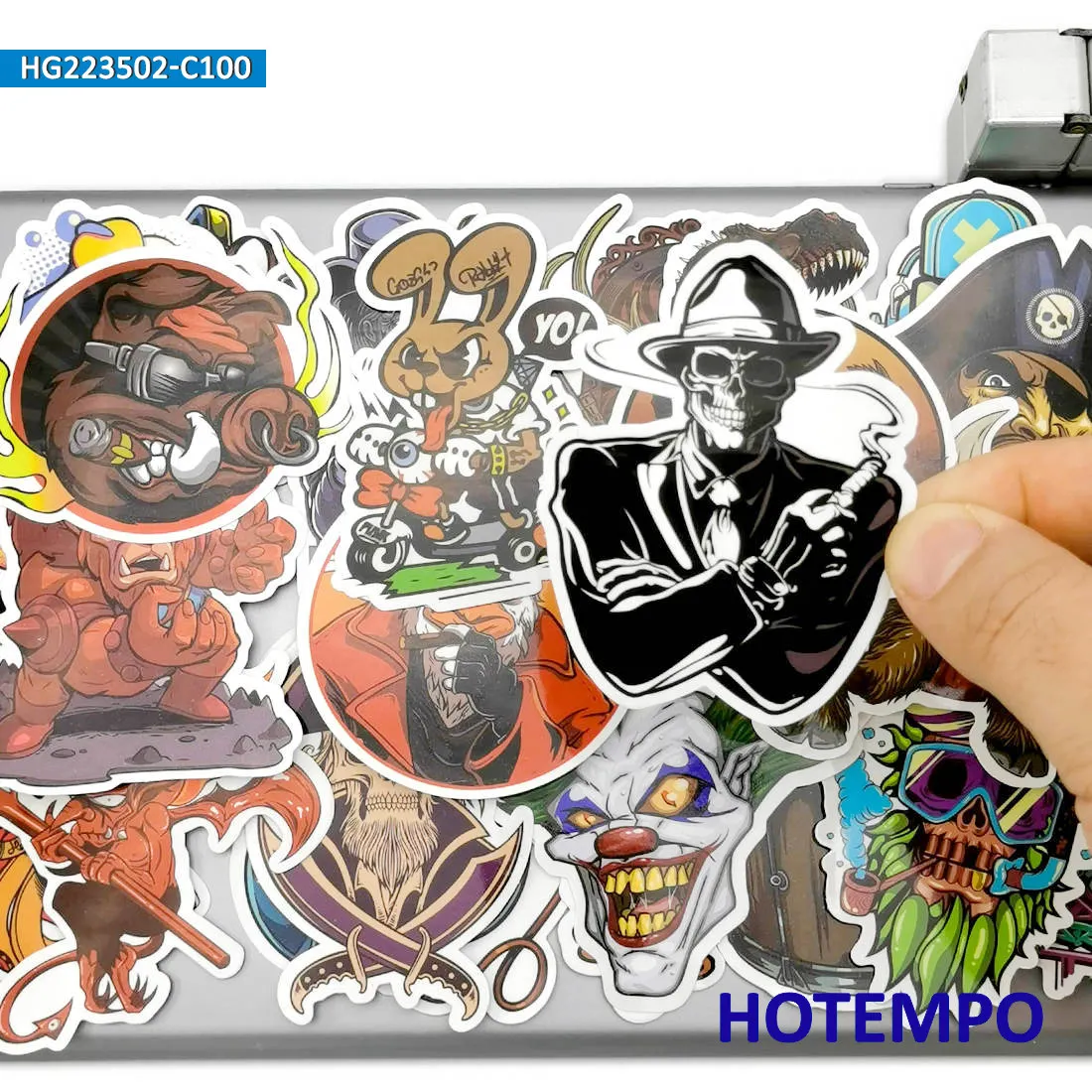 100Pieces, Monster Stickers, Halloween DIY, Gothic Punk Witch Skeleton Demon, for Laptop Car Phone Motorcycle, Fun Sticker Pack