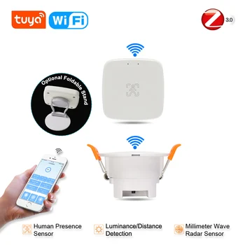 Zigbee 3.0 İnsan Varlık Sensörü Tuya Wifi MmWave Radar Dedektörü Akıllı Ev Hareket Sensörü Yoğunluk Algılama Ile