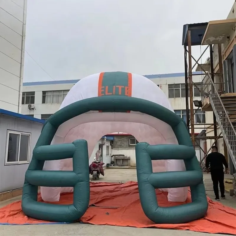 Outdoor decorative inflatable helmet, inflatable dolphin logo helmet tunnel for football games