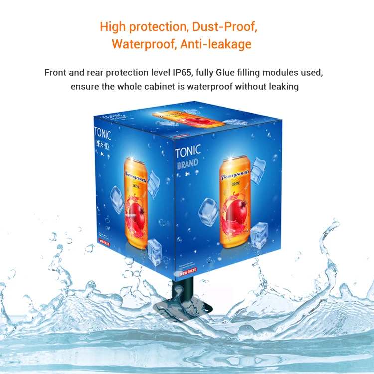 Custom Waterproof IP65 Outdoor Cube LED Display P3.91 5 Sides Advertising Magic Cube LED Screen For Store Hotel Bar