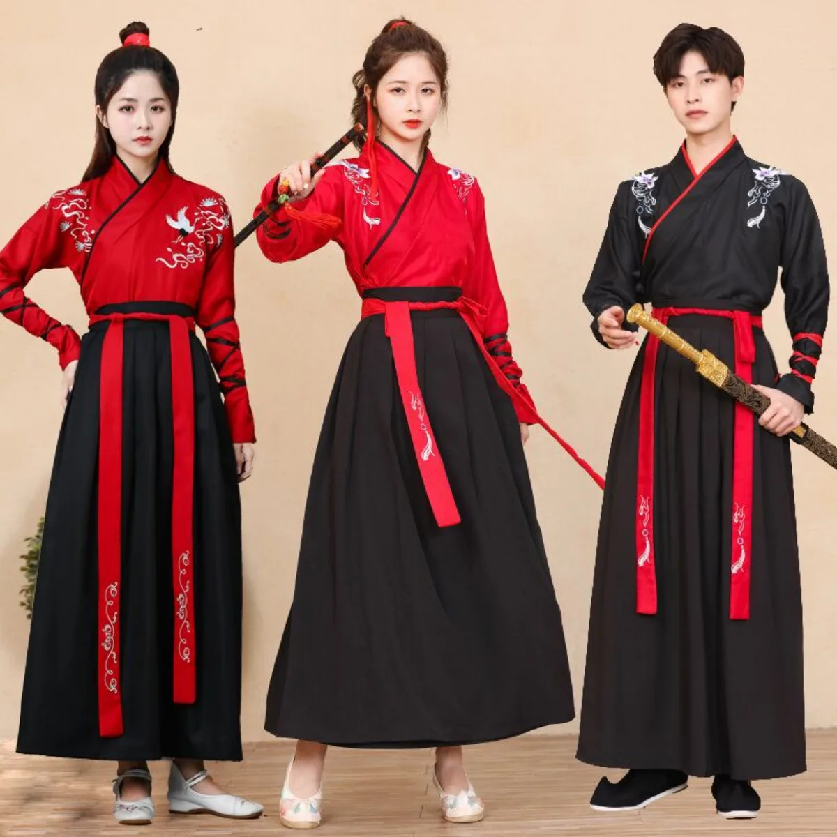 Chinese Han Element Improved Hanfu, Plus Size for Women, Martial Style for Men, Student Class Uniform & Drum Performance Outfit
