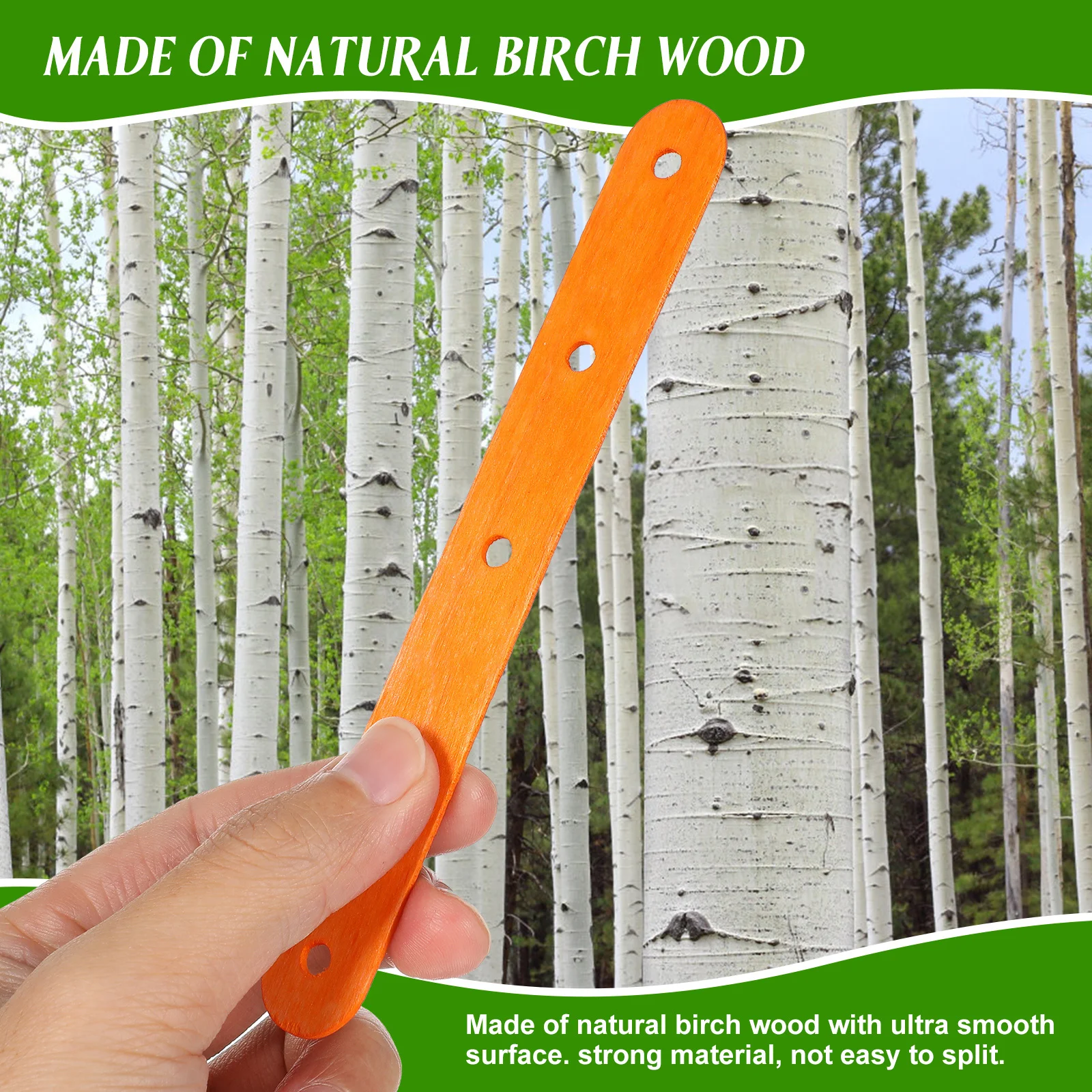 200 قطعة من أعواد المصاصة الخشبية الملونة ثقوب مسبقًا للحرف اليدوية لوازم الفصول الدراسية الفنية ذاتية الصنع أعواد يدوية خشبية