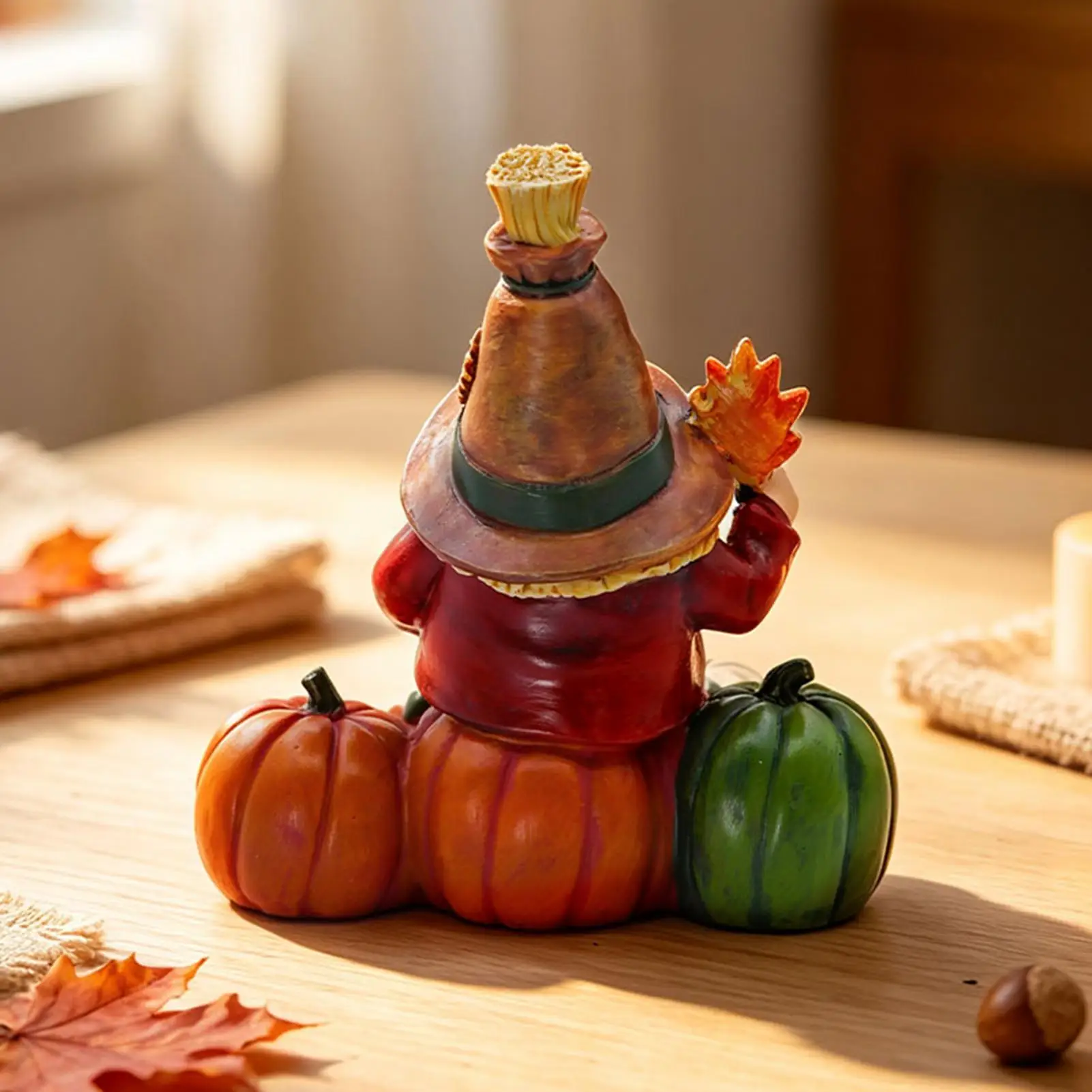 Gnome Statue Harvest Thanksgiving Pumpkin Table Resin Sculpture Garden Gnome Statue For Tabletop Indoor Yard Lawn Patio Home