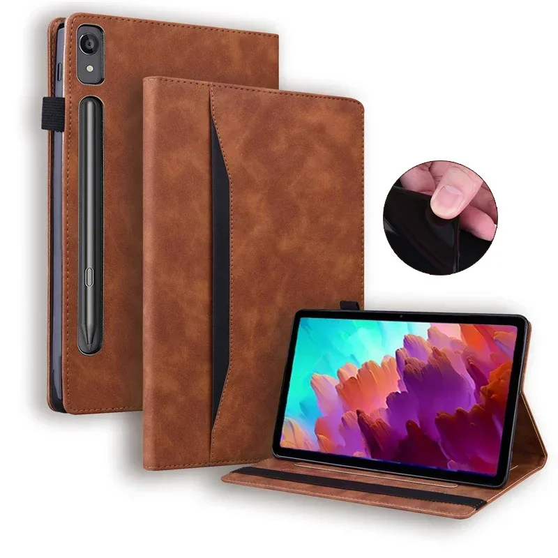 For Lenovo Xiaoxin Pad Pro 12 7 2023 Case PU Leather Soft TPU Back Business Folio Cover for XiaoxinPad Pro 12.7 Tab P12 Case