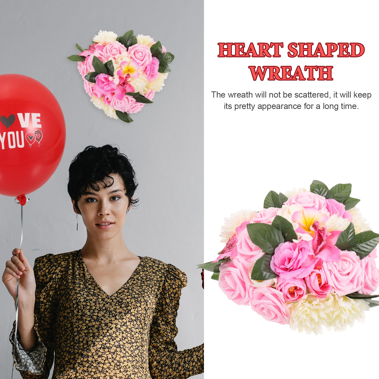 

Shaped Artificial Flower Heart Shaped Wreaths Wedding Decor Heart Wreaths Front Door Valentine Home Layout