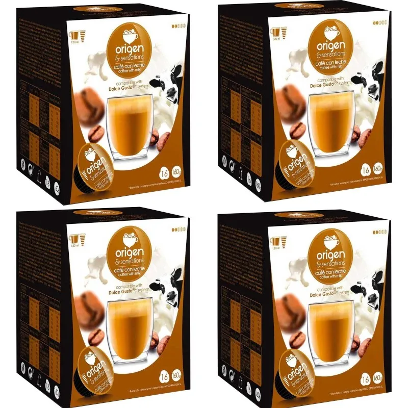 4 boxes deCafé with milk, 16 capsules Origin & Sensations compatible Dolce Gusto 8435336216061