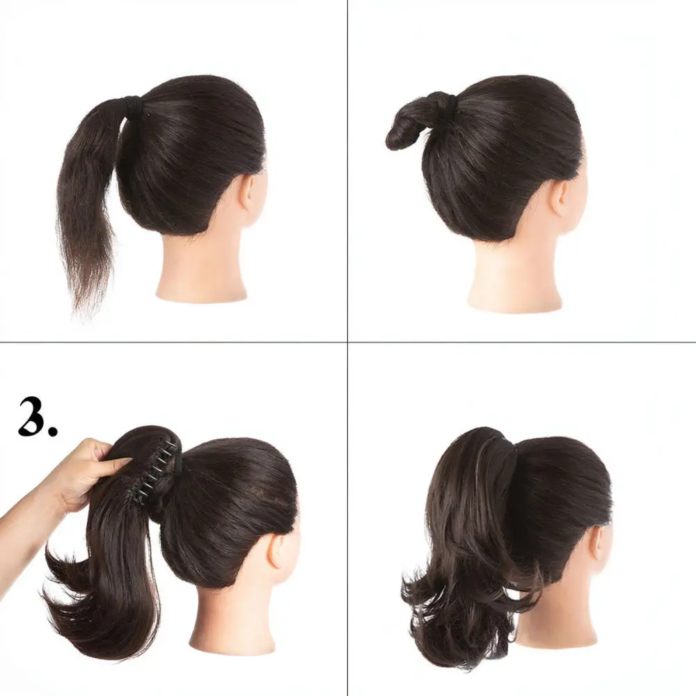 For Sarla Synthetic Ponytail Extension Claw Clip On Hairpiece Wavy Curly Hair Matte Heat Resistant Fiber Long Thick Style